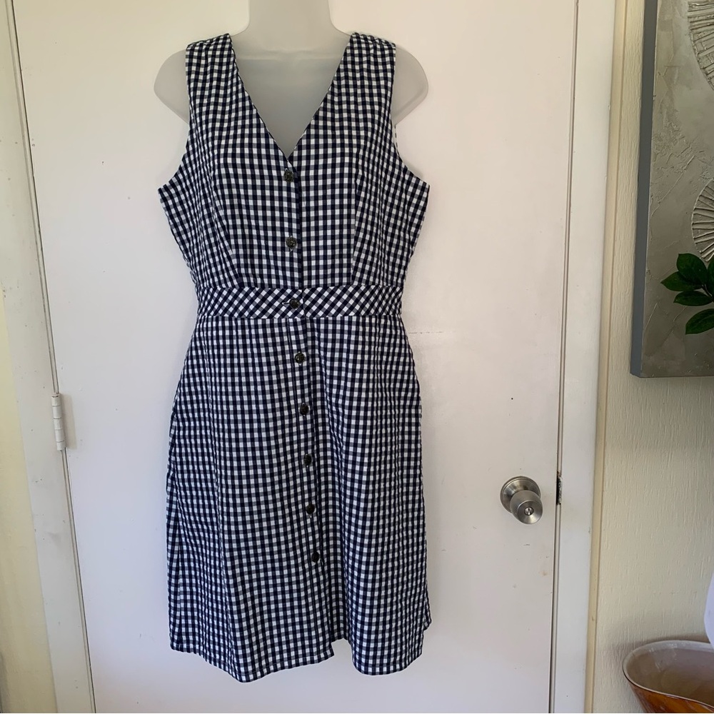 NWT J. Crew 100% check cotton button front sleeveless dress size 6